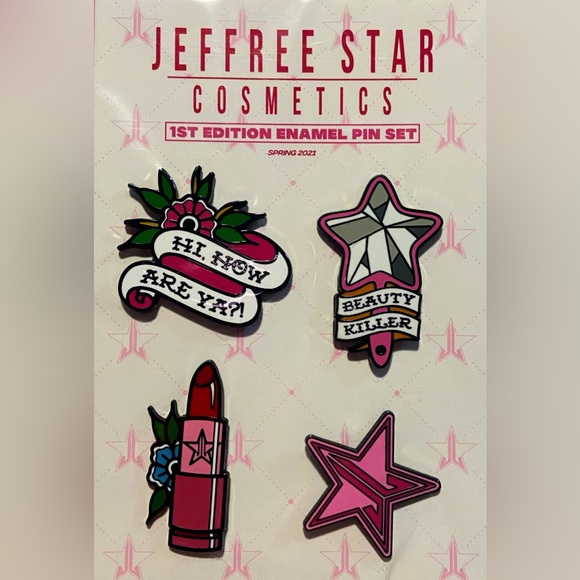 JEFFREE STAR COSMETICS Spring 2021 Limited 1st Edition, Enamel Makeup Pins Set - Picture 2 of 3